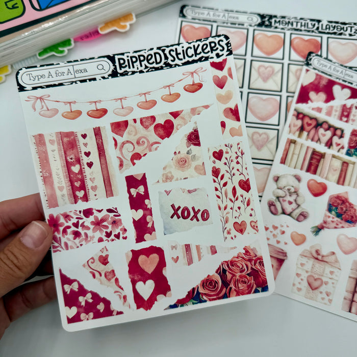 Love Letters Torn Paper Sticker Sheet
