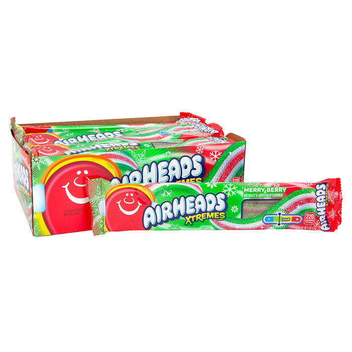 Airheads Extremes Merry Berry Christmas Belt Sour Candy - 18 Count