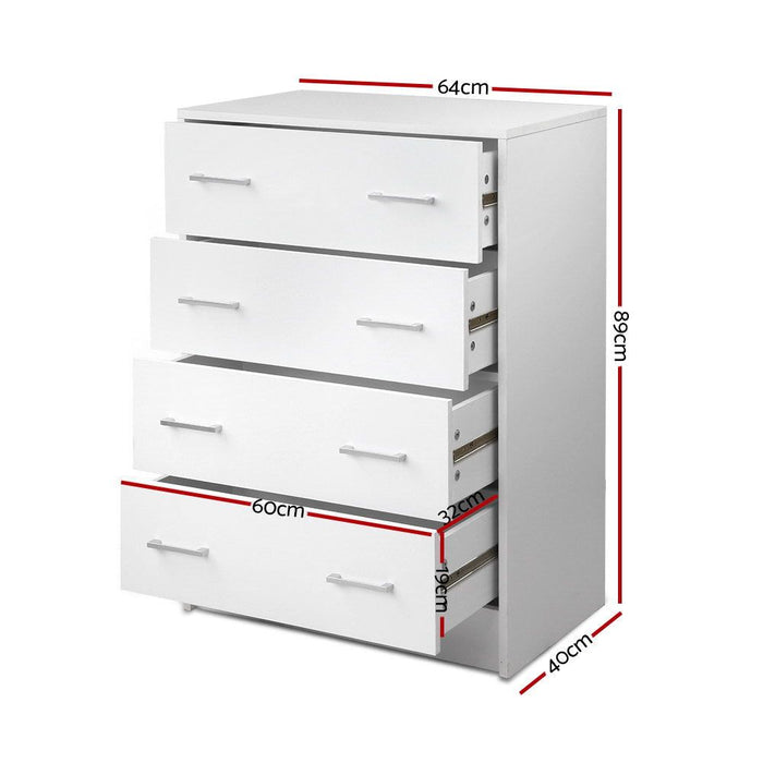 Artiss 4 Chest of Drawers - ANDES White -Home Living Store - -