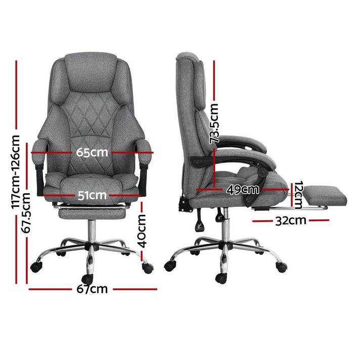 Artiss Executive Office Chair Fabric Footrest Grey -Home Living Store - -