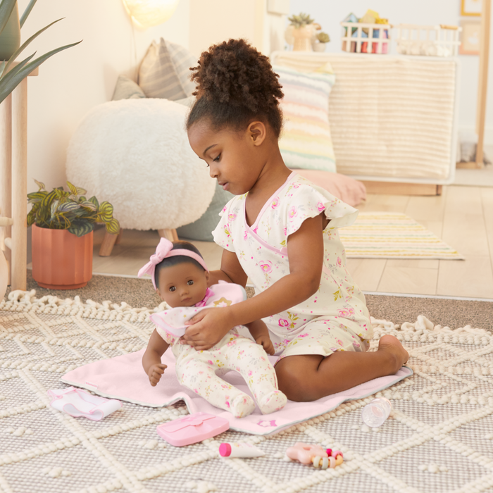 Bitty Baby® Doll #1 with black hair Care & Play Set