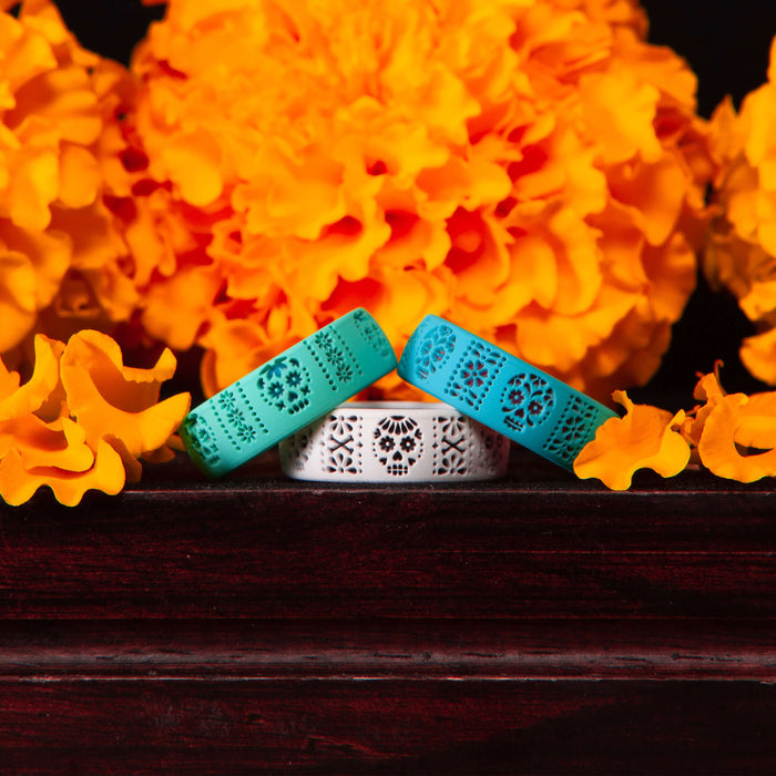 Etched Classic Silicone Ring - Blanco Sugar Skull