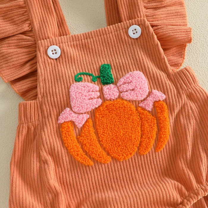 BOWTIE PUMPKIN Corduroy Ruffle Romper