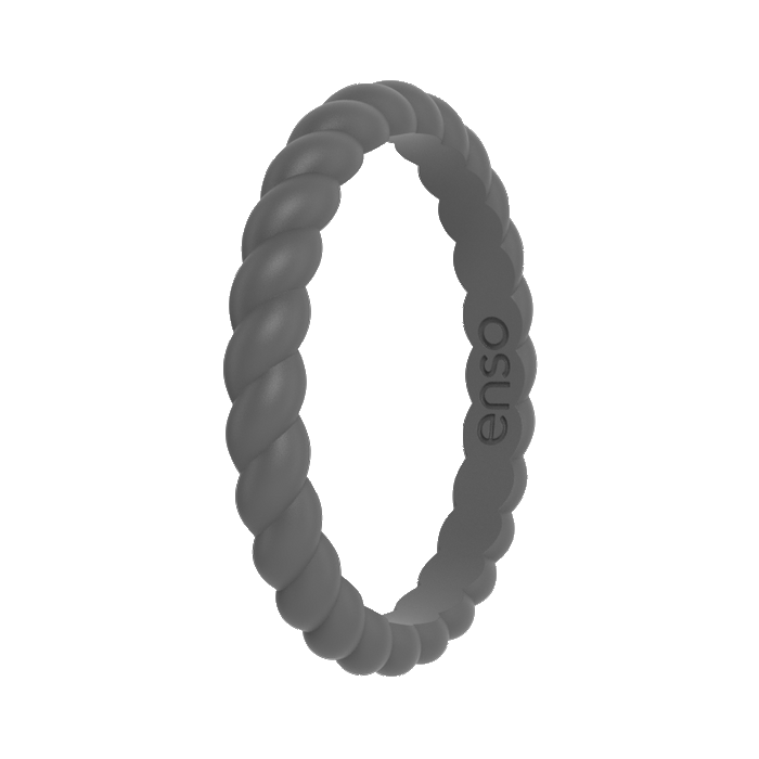 Braided Stackable Silicone Ring - Charcoal