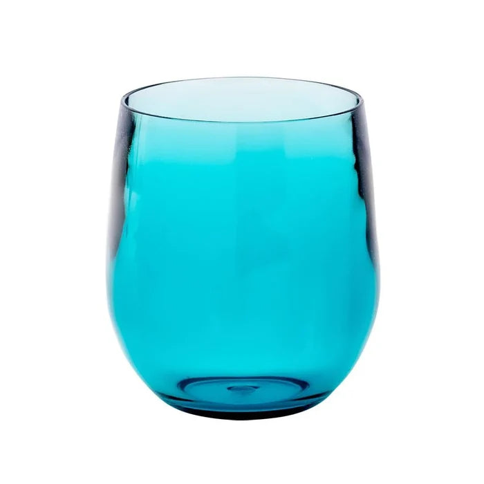 Caspari Acrylic 12oz Tumbler Glass in Turquoise.