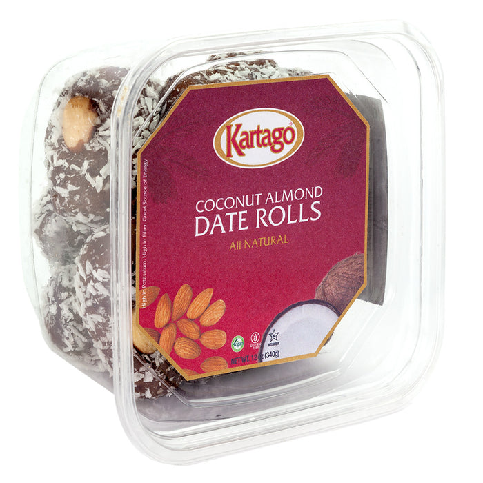 Coconut Almond Date Roll Candy - 12 Count Tubs 12 OZ