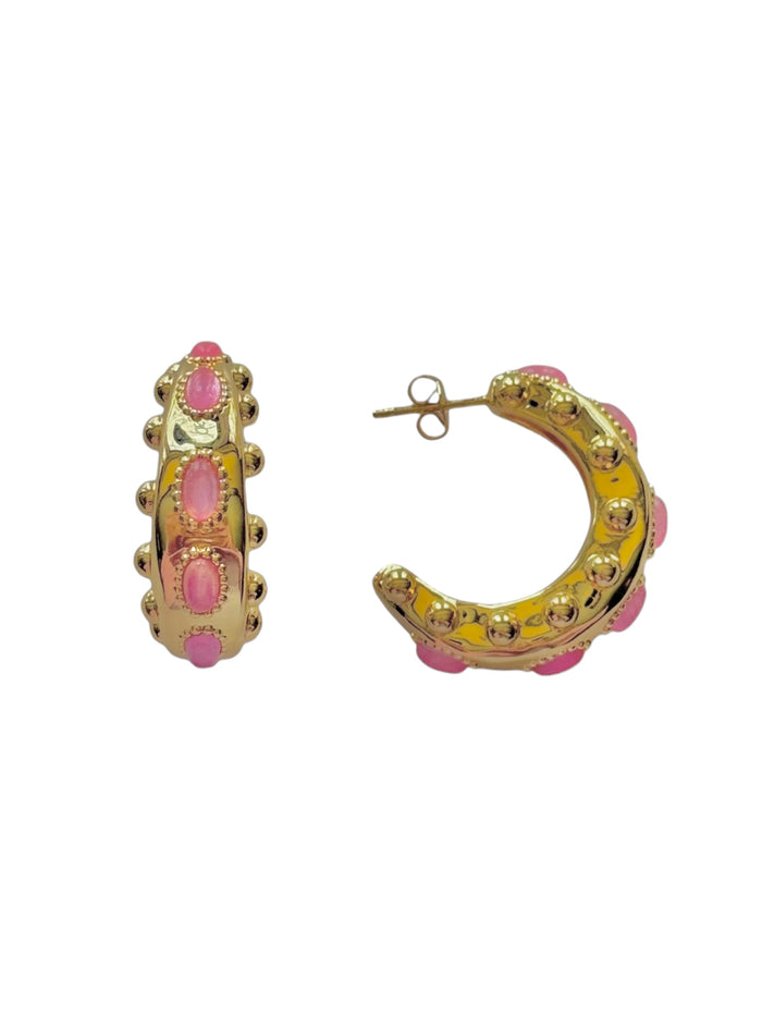Cordelia Hoops in Coral
