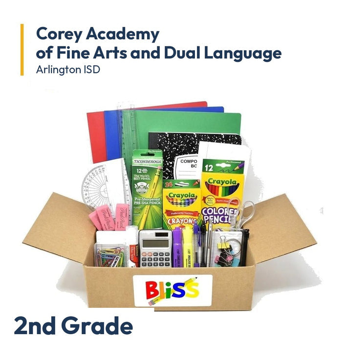 Corey Academy of Fine Arts and Dual Language 2nd Grade School Supply Kit