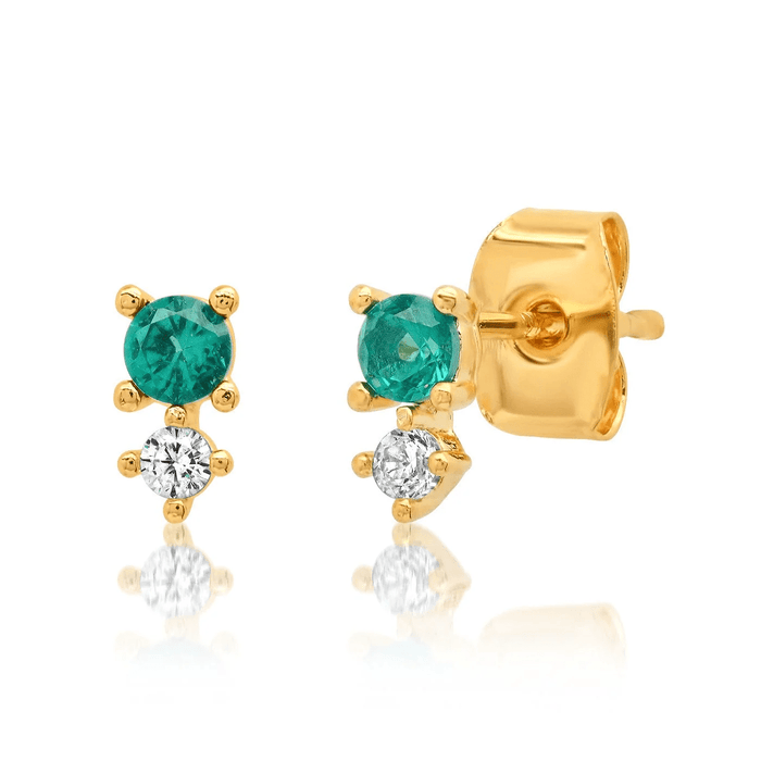 CZ and Colored Stone Studs in Emerald