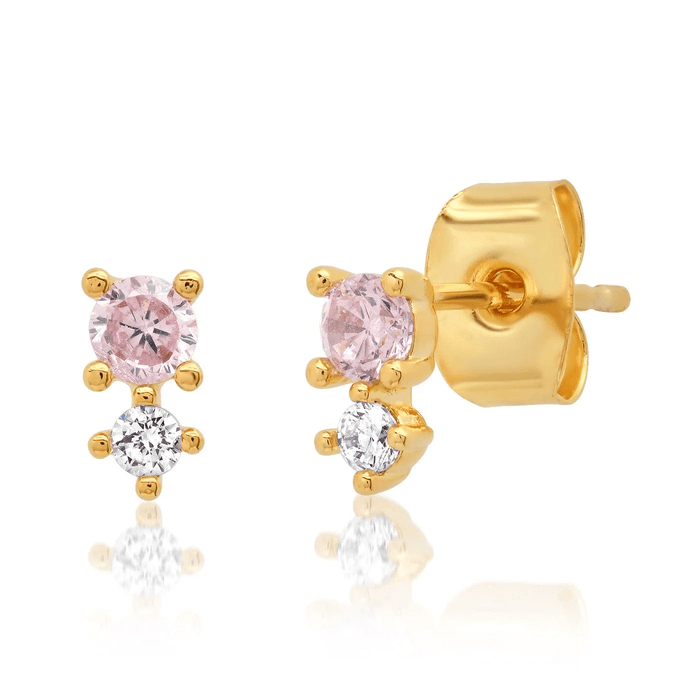 CZ and Colored Stone Studs in Pink