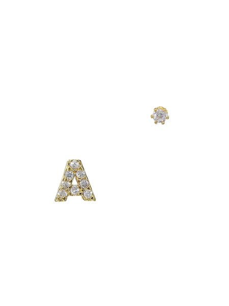 Cz Initial And Clear Cz Stud Earrring