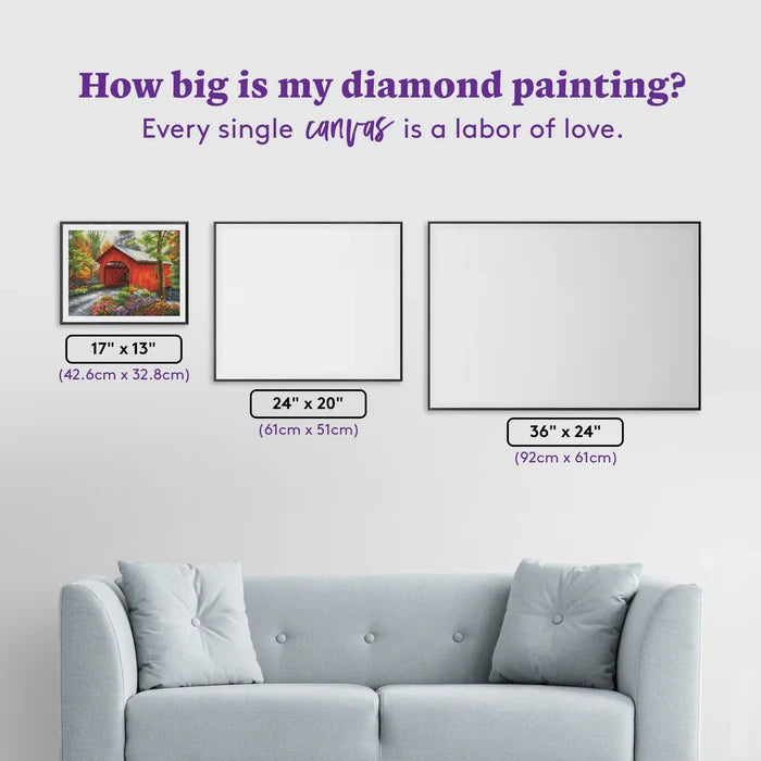 Diamond Art Club Red Covered Bridge Diamond Painting Kit