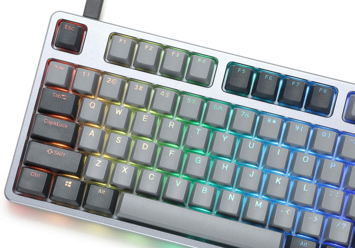 DROP CTRL High-Profile Mechanical Keyboard — Tenkeyless TKL (87 Key) Gaming Keyboard, Hot-Swap Switches, Programmable, Backlit RGB LED, USB-C, Doubleshot PBT, Aluminum (Gray, Halo Clear)