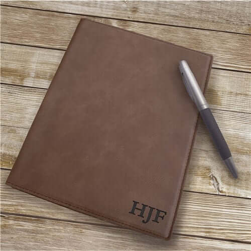 Engraved Dark Brown 3 Initial Portfolio