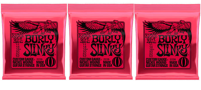 Ernie Ball 2226 Burly Slinky Nickel Wound Electric Guitar Strings 11-52 (3 Pack)
