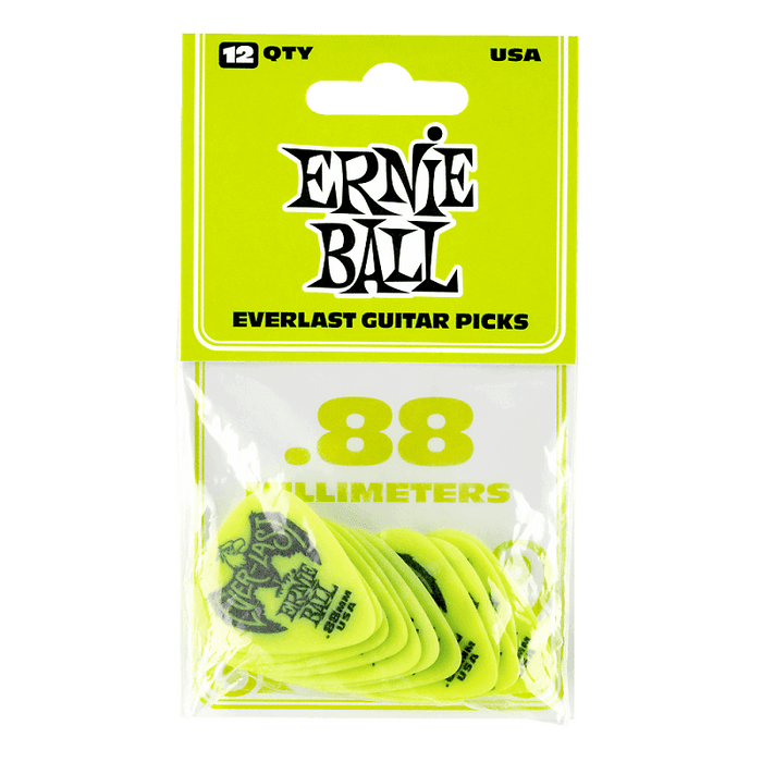 Ernie Ball Everlast .88mm Pick 12-Pack Green