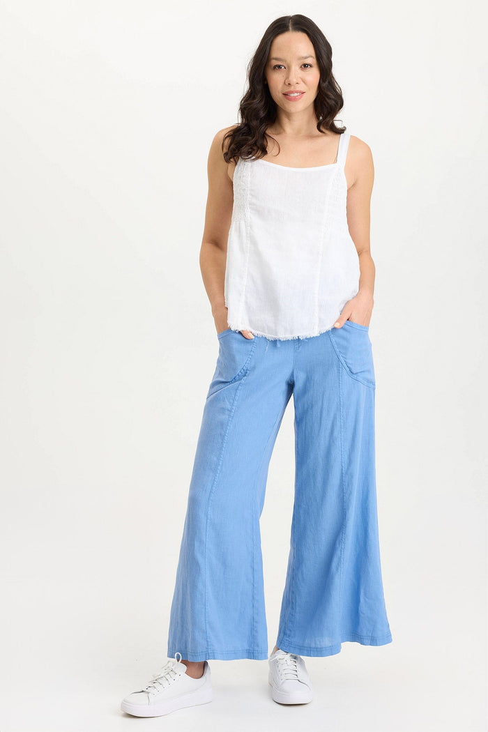 XCVI Fernley Linen Ruched Tank