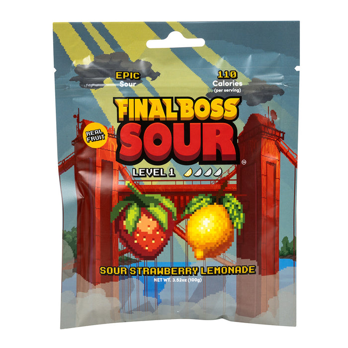 Final Boss Sour Level 1 Strawberry Lemonade Sour Candy Peg Bag - 12 Count