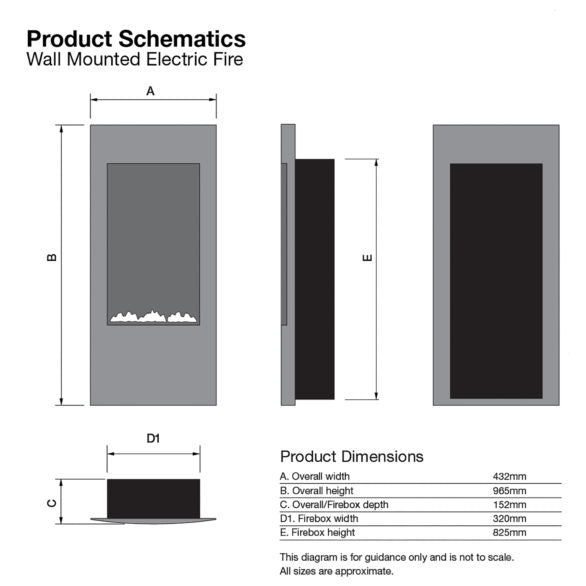 FocalPoint LED Electric Fire Ebony Grand Black