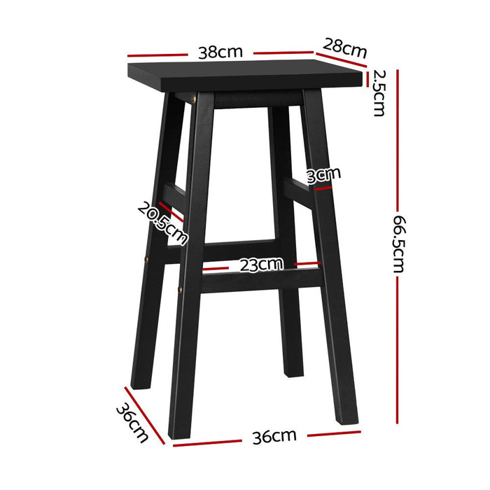 Four Bar Stools Kitchen Counter Stools Wooden Chairs Black -Home Living Store - -
