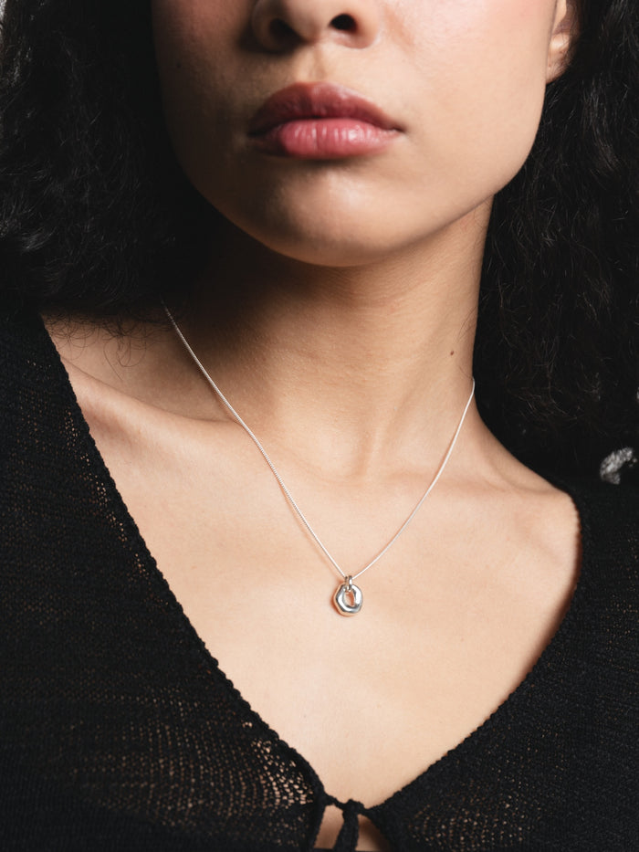 Wolf Circus Oval Pendant Necklace Sterling Silver | Recycled Materials | Gigi Necklace in Silver-Necklaces-wolfcircus.com