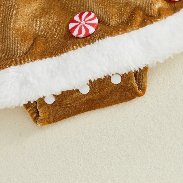 GINGERBREAD GIRL Long-Sleeve Bowtie Romper