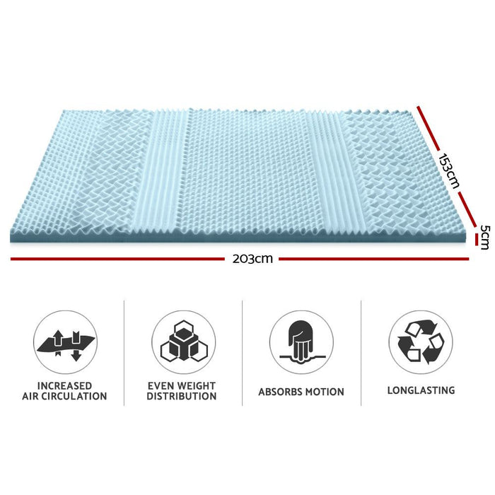 Giselle Bedding Memory Foam Mattress Topper 7-Zone 5cm Queen -Home Living Store - -