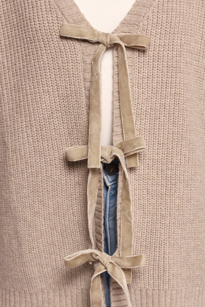 Petal and Pup USA KNITWEAR Hammond Tie Up Cardigan - Taupe
