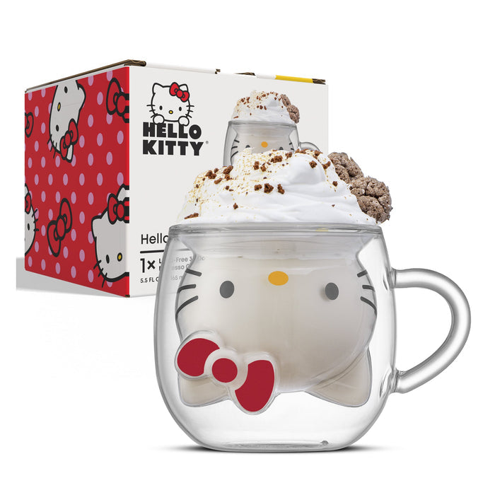 Hello Kitty 3D Double Wall Espresso Glass Home Goods JoyJolt
