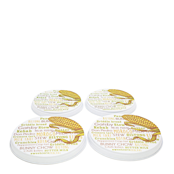 Hillhouse Stove Burner Covers 4 Piece - White With Colourful Words