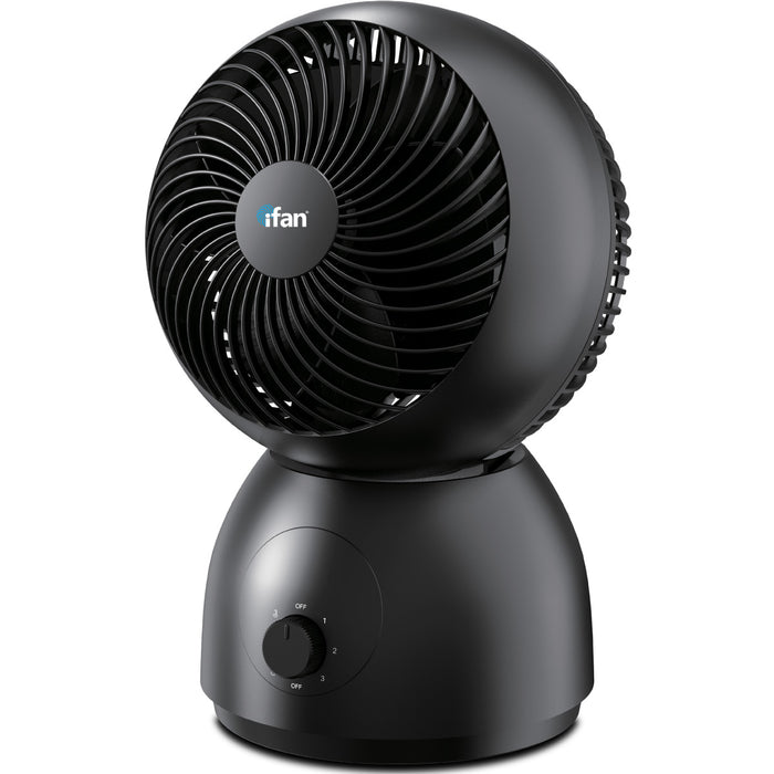 iFan 8" Air Circulator Fan – Concentrated Airflow, Desk Fan, Adjustable Tilt, Oscillation, Portable, Silent, 3-Speed, black, IF7403