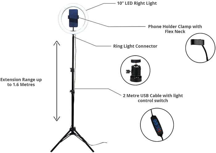 IFOCUS 10-Inch Ring Light with Mini Tripod - 86870