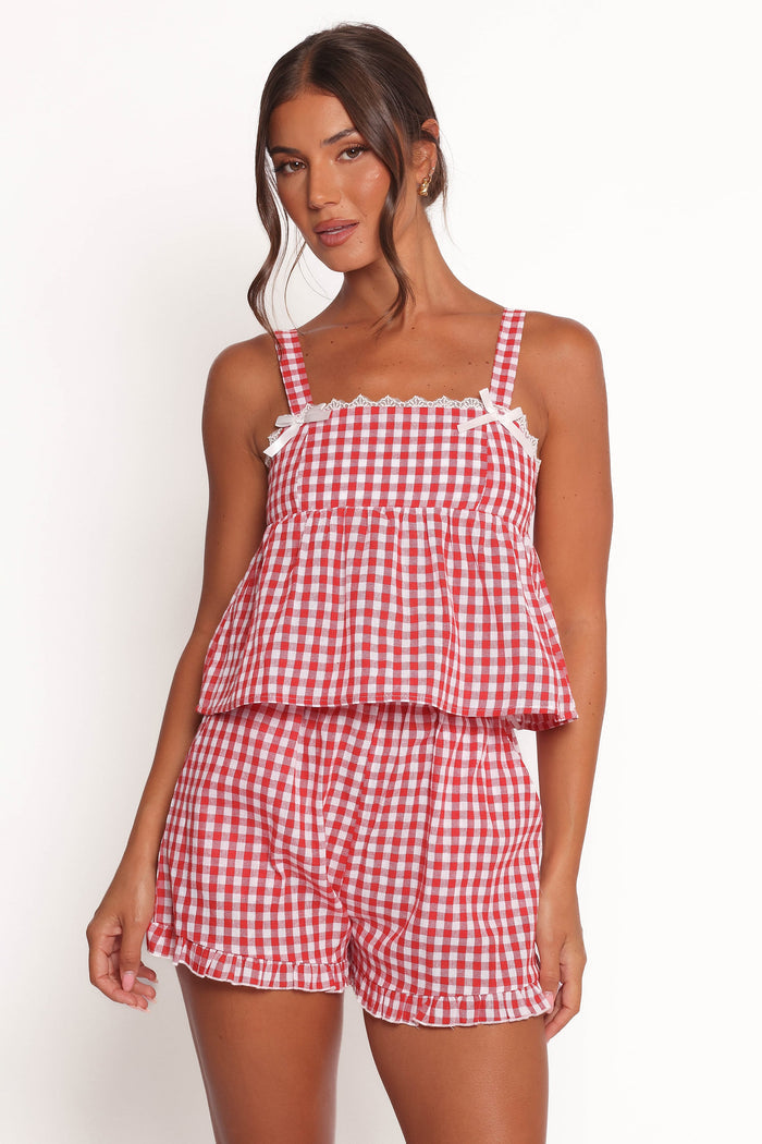 Petal and Pup USA SETS Isidore Gingham Short Set - Red
