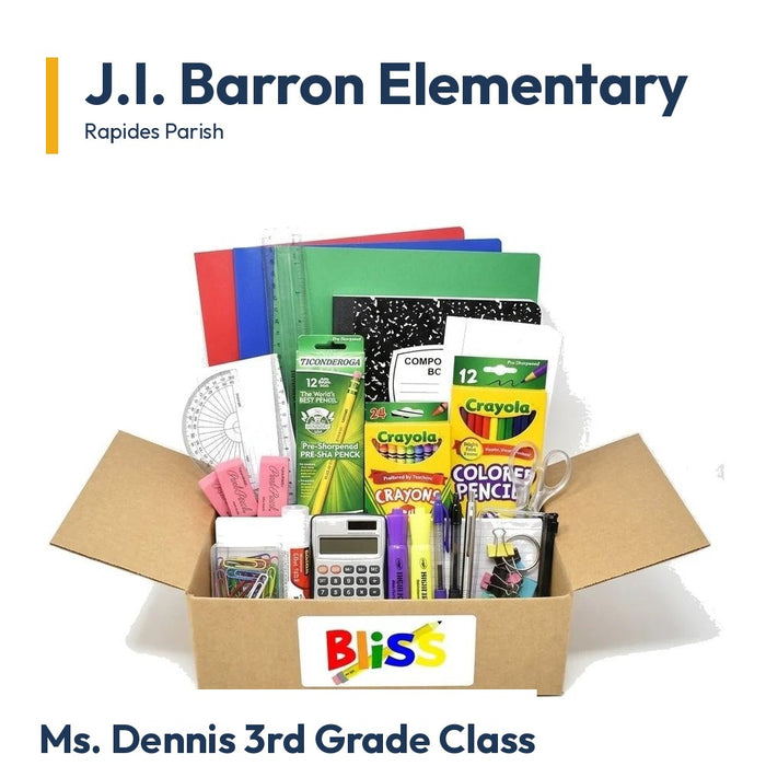 J.I. Barron Elementary Ms. Dennis 3rd Grade Class School Supply Kit