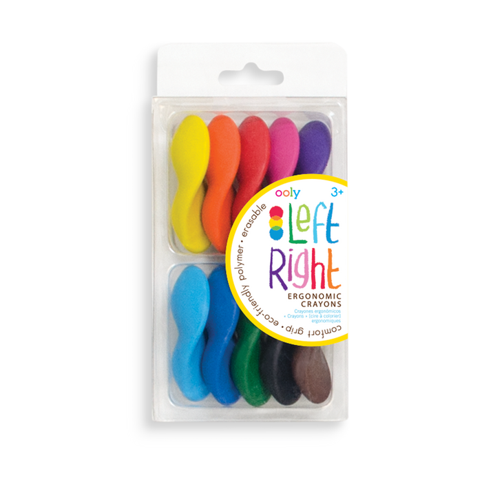 Set of Left Right ergonomic crayons for right and left handed people