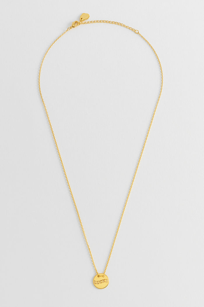 Lucky Cut Out Disc Necklace