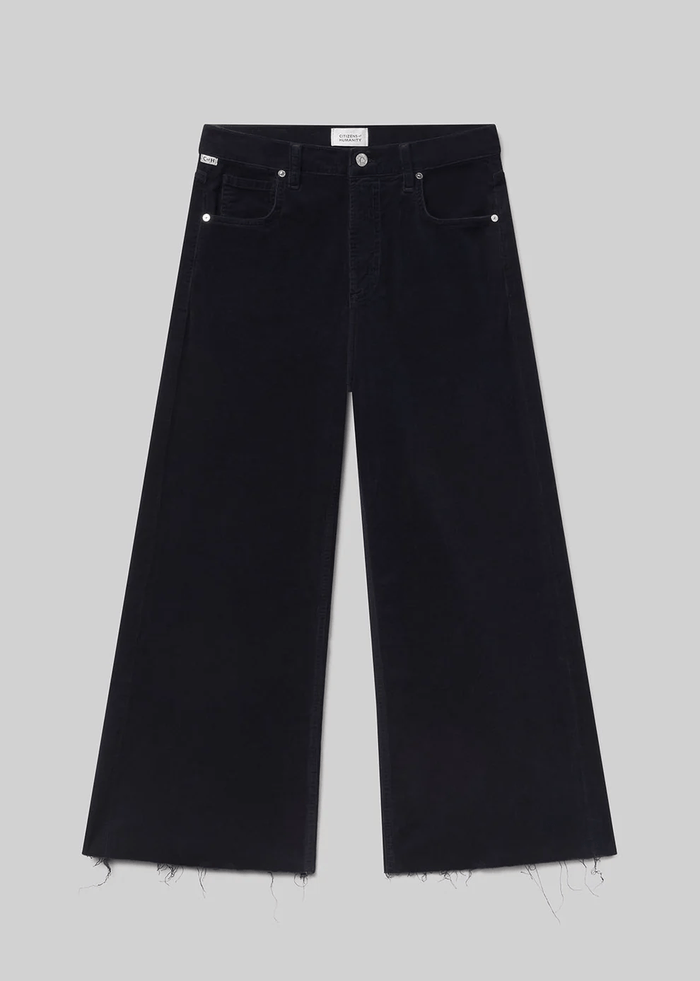 Lyra Wide Leg Crop Corduroy in Navy