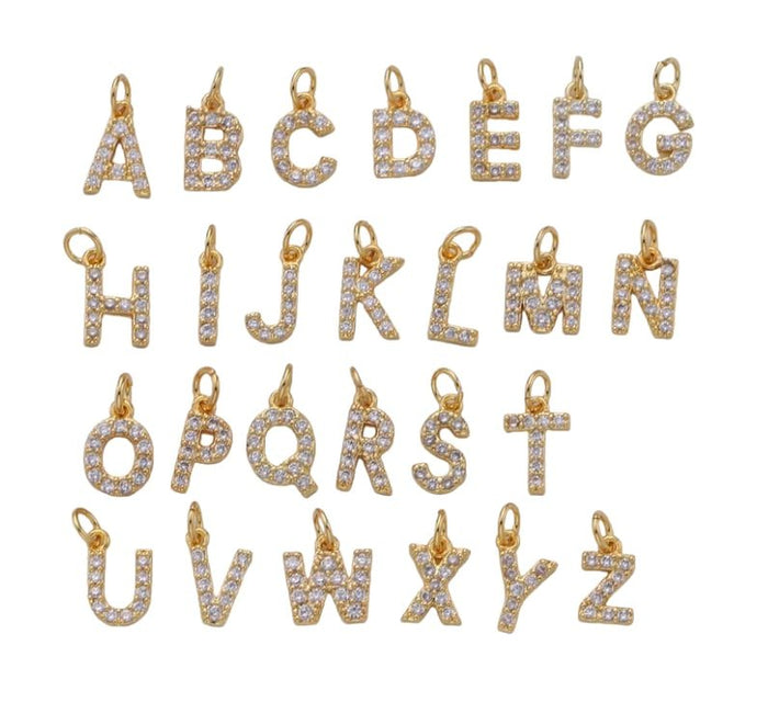 alexa leigh crystal letter charm in yellow gold "M" pendant