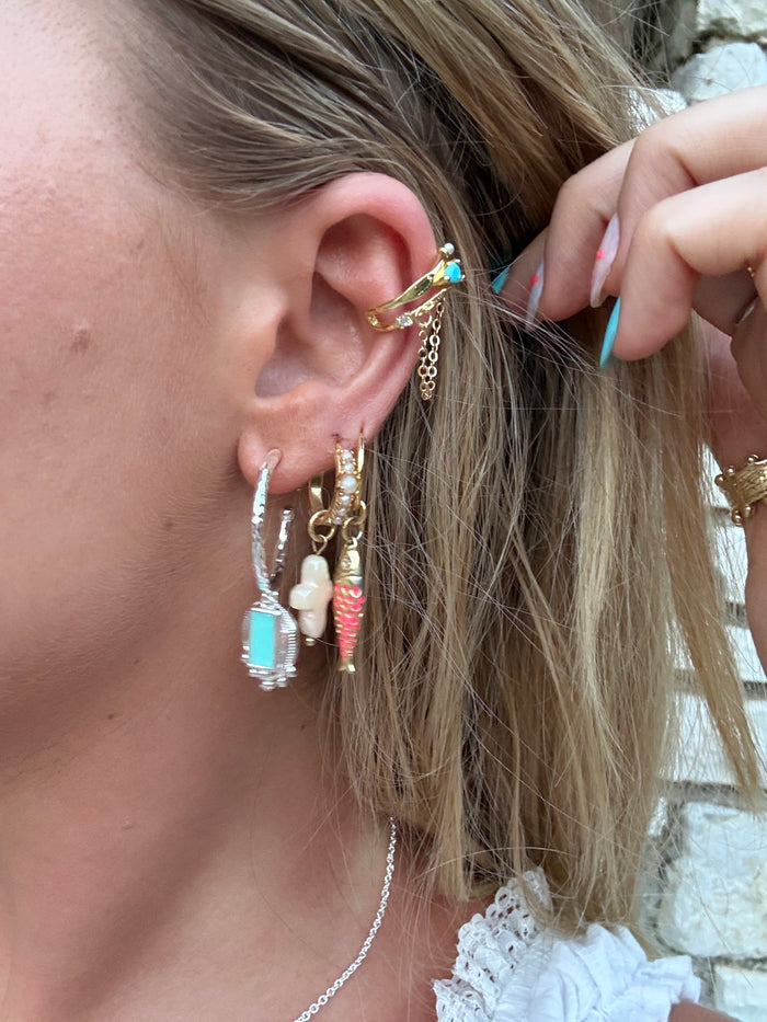 Maya Aqua Earrings in Silver