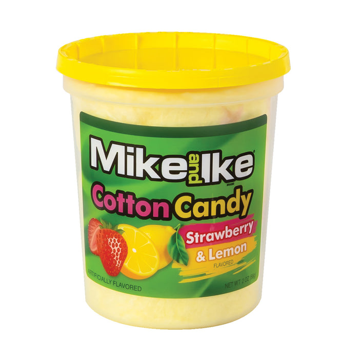 Mike and Ike Strawberry and Lemon Cotton Candy Tubs - 12 Count