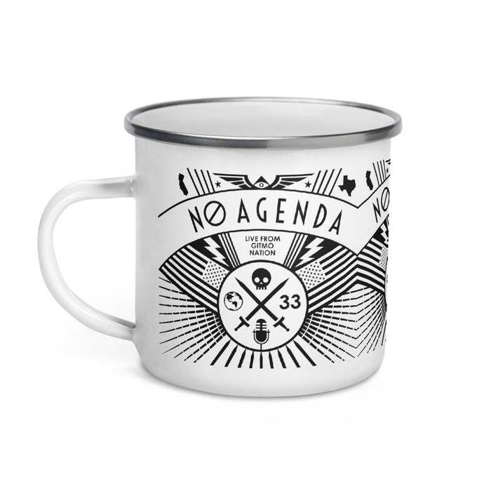 NO AGENDA RALLY - enamel mug