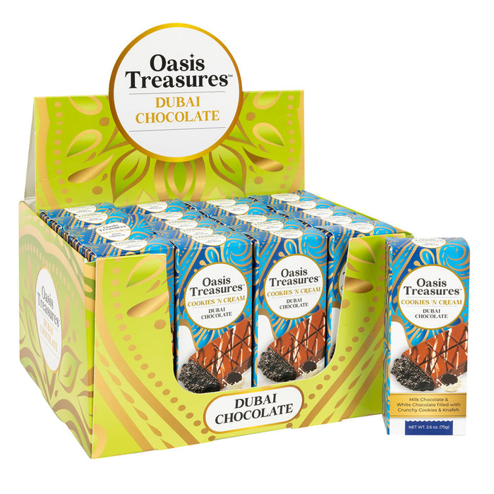 Oasis Treasures Dubai Chocolate Cookies and Cream Candy Bar - 12 Count