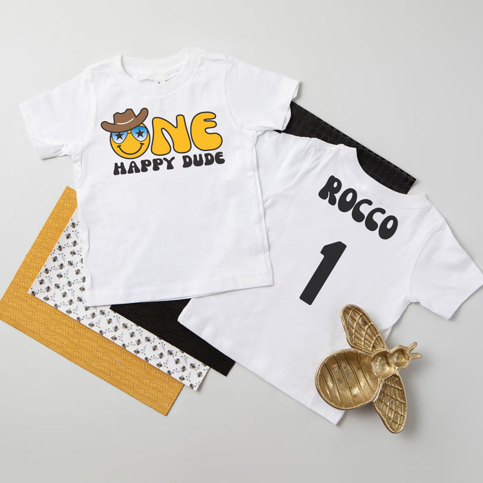 One Happy Dude Cowboy-themed Personalized 1st Birthday Outfit T-shirt/Bodysuit