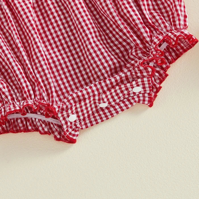 ONE Strawberry Checkered Romper