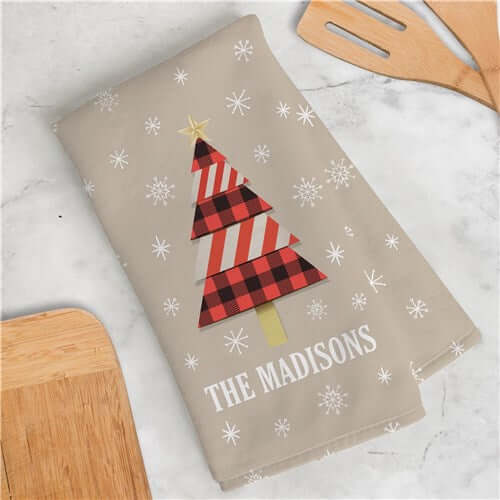 Personalized Christmas Tree Kitchen Dish Towel
