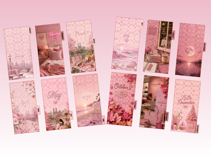 Pink Coach Hello Months | Monthly Divider | Personal Wide | Set of 12
