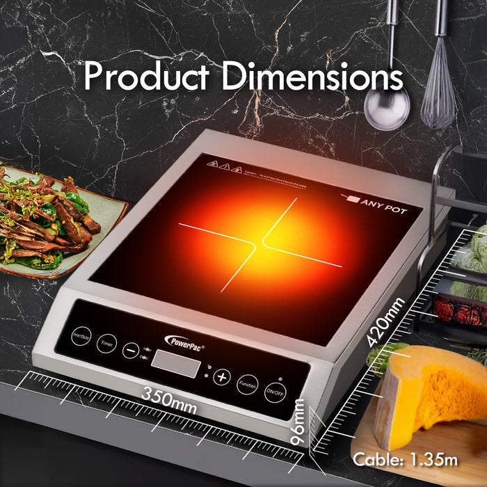 PowerPac Ceramic Cooker (Professional), High Power Ceramic Cooker, Fast Heat Ceramic Cooker 3500W (PPIC885)
