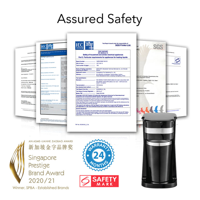 PowerPac Coffee Machine with Mug 420 ml & Aroma Lid Coffee Machine with mesh filter & filter basket (PPCM361)