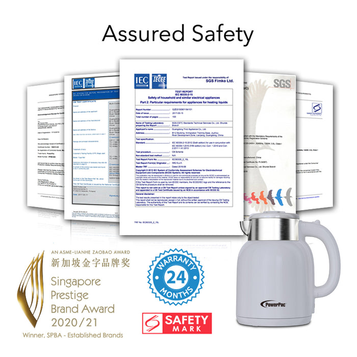 Powerpac Cordless Kettle Jug, Electric Kettle Jug 1.6L Cool Touch Insulation (PPJ2010A)