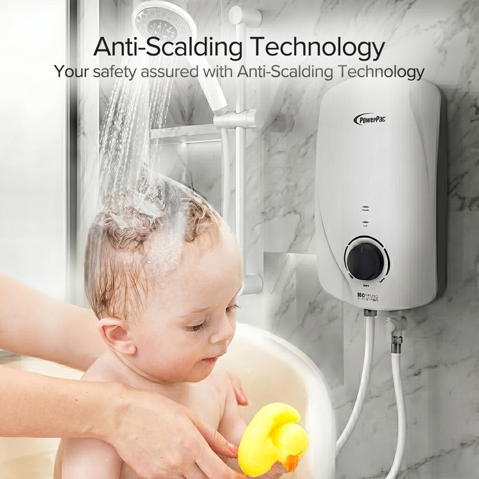 PowerPac Instant Water Heater with Shower Set, Shower Heater 2.5L/Min, 3300W (PPW717)